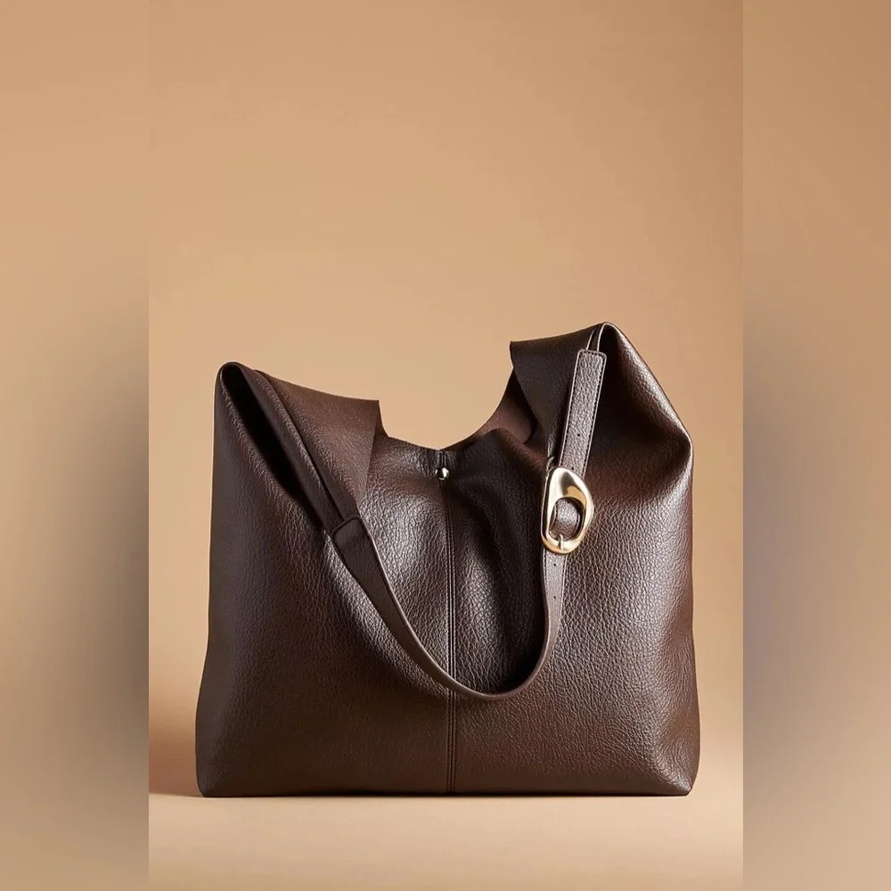 NWT Anthropologie The Love Knot Slouchy Bag The Buckle Edition Chocolate - Picture 3 of 15